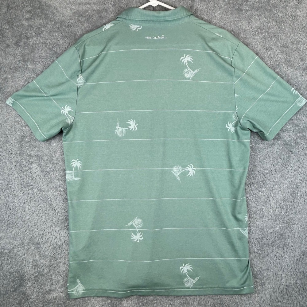TravisMathew Mens XL Sage Green Palm Tree Striped Pima Cotton‎ Blend Polo Shirt - Picture 5 of 10